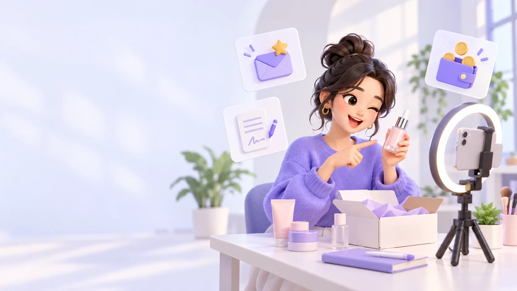 Creator chuẩn bị nội dung cho chiến dịch hợp tác với thương hiệu